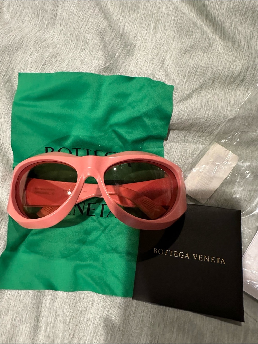 Bottega Veneta Coral Pink Oversized Women's Sunglasses